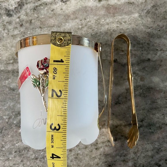 Vintage 1960’s frosted glass personal ice bucket with tongs - Picture 12 of 13